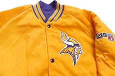 画像3: デッドストック★90s USA製 Chalk Line NFL MINNESOTA VIKINGS キルティングライナー ナイロンスタジャン 黄×紫 L (3)