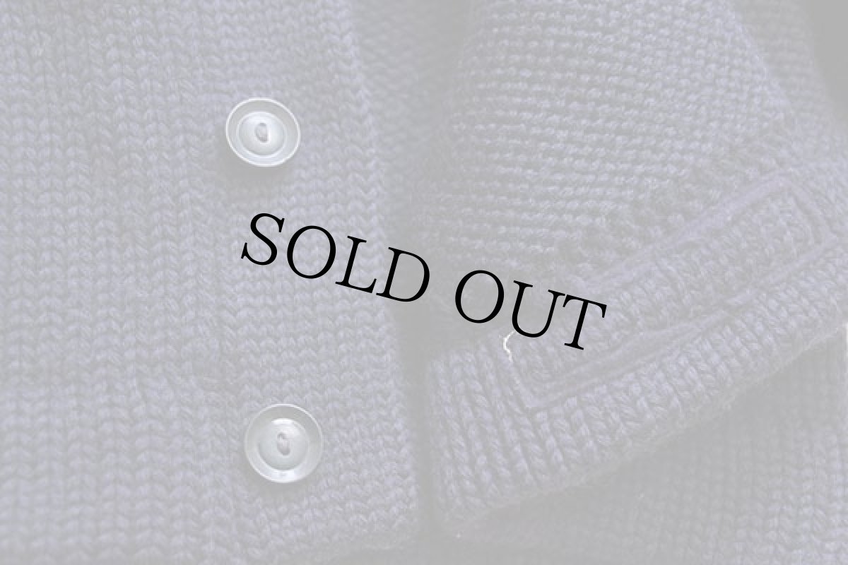 画像5: 50s Yearite パッチ付き ローゲージ ウールニット レタードカーディガン ナス紺 (5)