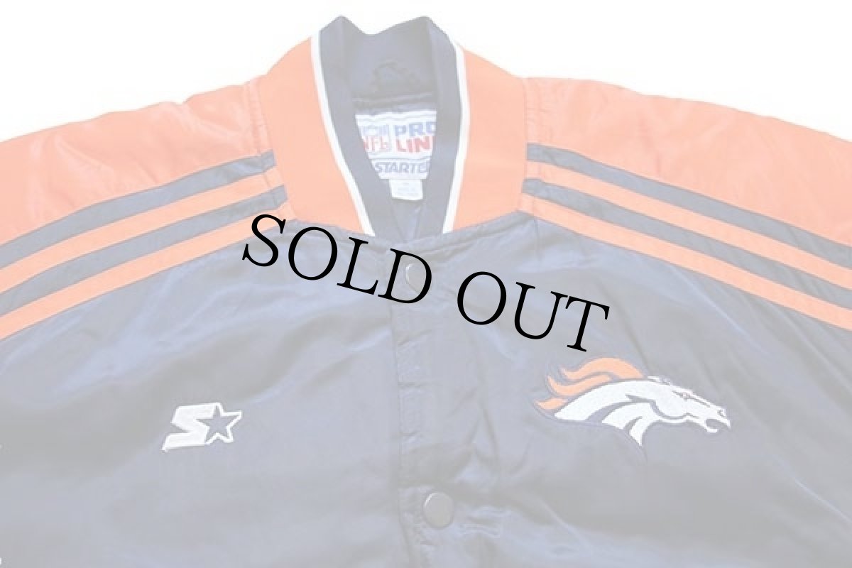 画像3: 00s STARTERスターター NFL BRONCOS 刺繍&中綿入り ナイロンスタジャン 紺×オレンジ M (3)