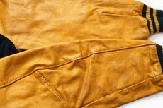 画像6: 70s DeLONGデロング メルトン ウール 袖革スタジャン 緑×マスタード 44 (6)