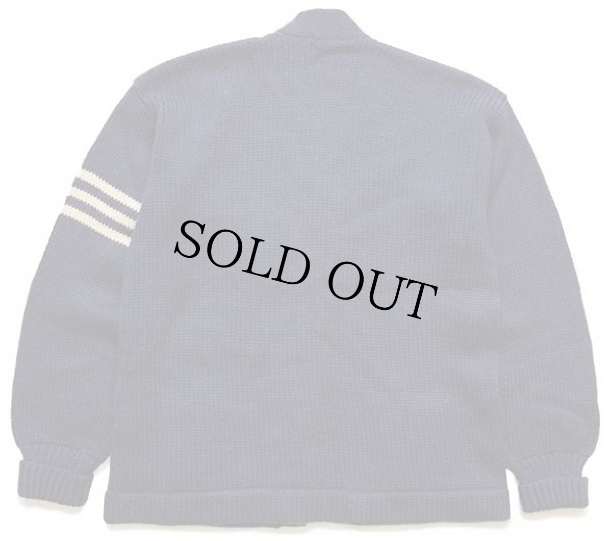 画像2: 50s Yearite パッチ付き ローゲージ ウールニット レタードカーディガン ナス紺 (2)