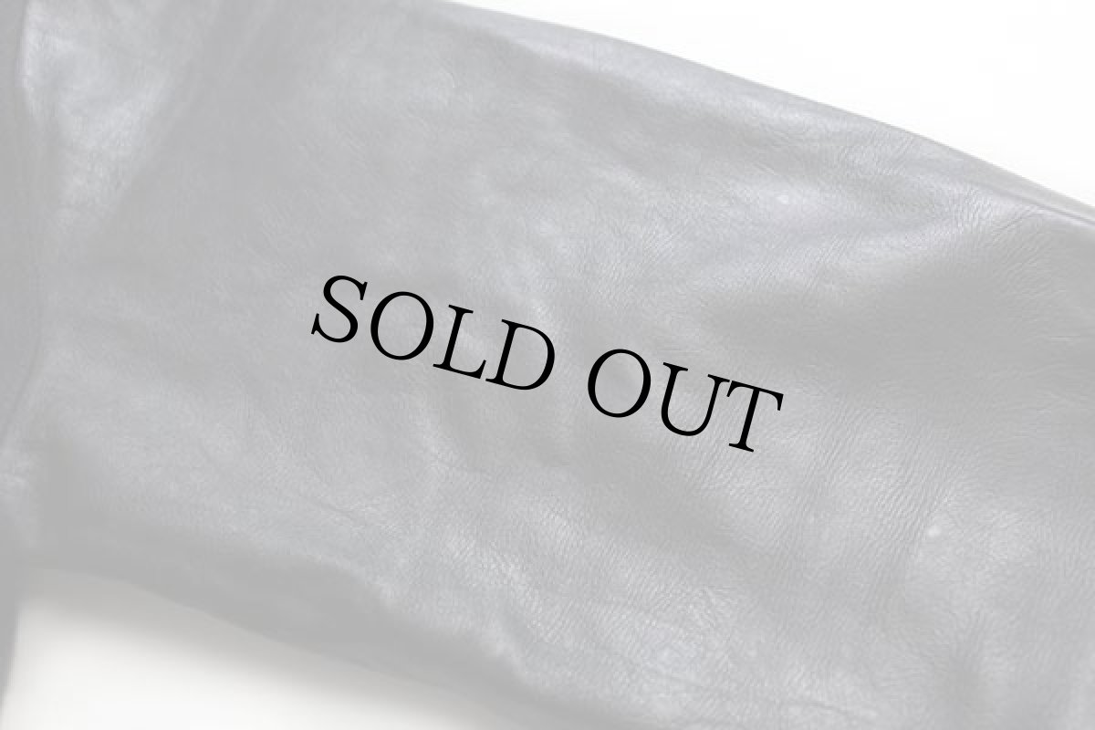 画像6: 90s USA製 GAME Sportswear キルティングライナー メルトン ウール 袖革スタジャン 黒×黒 L (6)