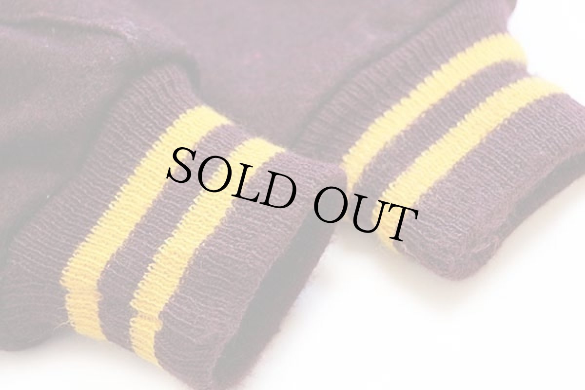 画像7: 80s USA製 DeLONGデロング チェーン刺繍&パッチ付き セーラーカラー メルトン ウール スタジャン バーガンディ×マスタード 20 (7)