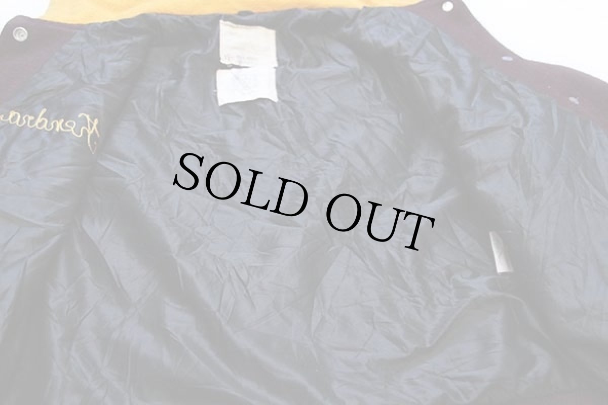 画像5: 80s USA製 DeLONGデロング チェーン刺繍&パッチ付き セーラーカラー メルトン ウール スタジャン バーガンディ×マスタード 20 (5)