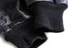 画像7: 90s USA製 GAME Sportswear キルティングライナー メルトン ウール 袖革スタジャン 黒×黒 L (7)