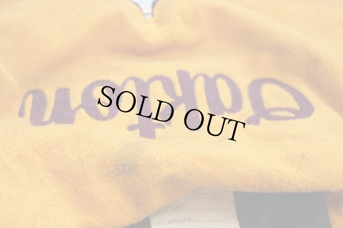 画像6: 80s USA製 DeLONGデロング チェーン刺繍&パッチ付き セーラーカラー メルトン ウール スタジャン バーガンディ×マスタード 20 (6)