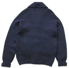 画像2: 70s USA製 PENDLETONペンドルトン ショールカラー ローゲージ ウールニット カーディガン 濃紺 S (2)