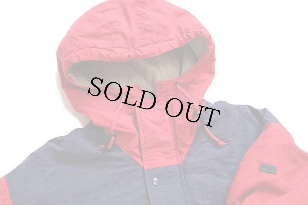 画像3: 80s ポロ カントリー ラルフローレン ツートン 切り替え キルティングライナー コットン×ナイロン パーカー 紺×赤 (3)