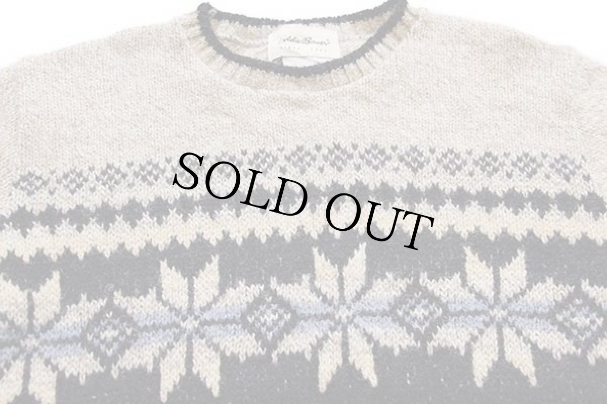 画像3: 90s USA製 EddieBauerエディーバウアー 雪柄 ネップ入り ウールニット セーター W-M (3)