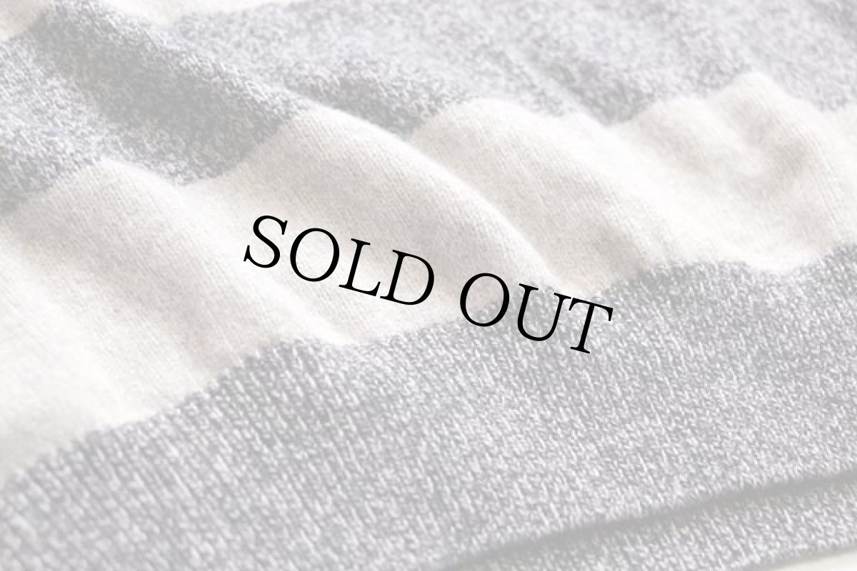 画像5: イタリア製 Dino Erre 太ボーダー ハイネック ハーフジップ ウールニット セーター 霜降りグレー×霜降りライトグレー (5)