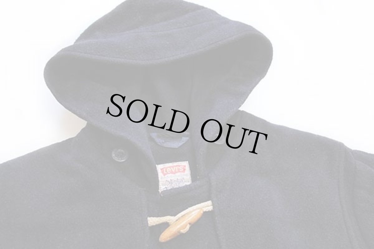 画像3: 80s イタリア製 Levi'sリーバイス メルトン ウール ダッフルコート 濃紺 38/48★ユーロ (3)