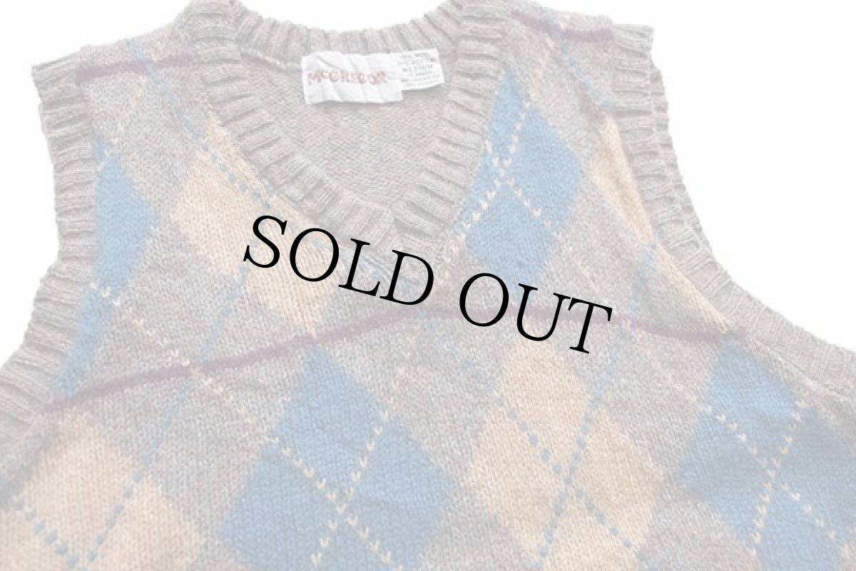 画像3: 80s USA製 McGREGORマクレガー アーガイル柄 Vネック ウール×アクリルニット ベスト M (3)