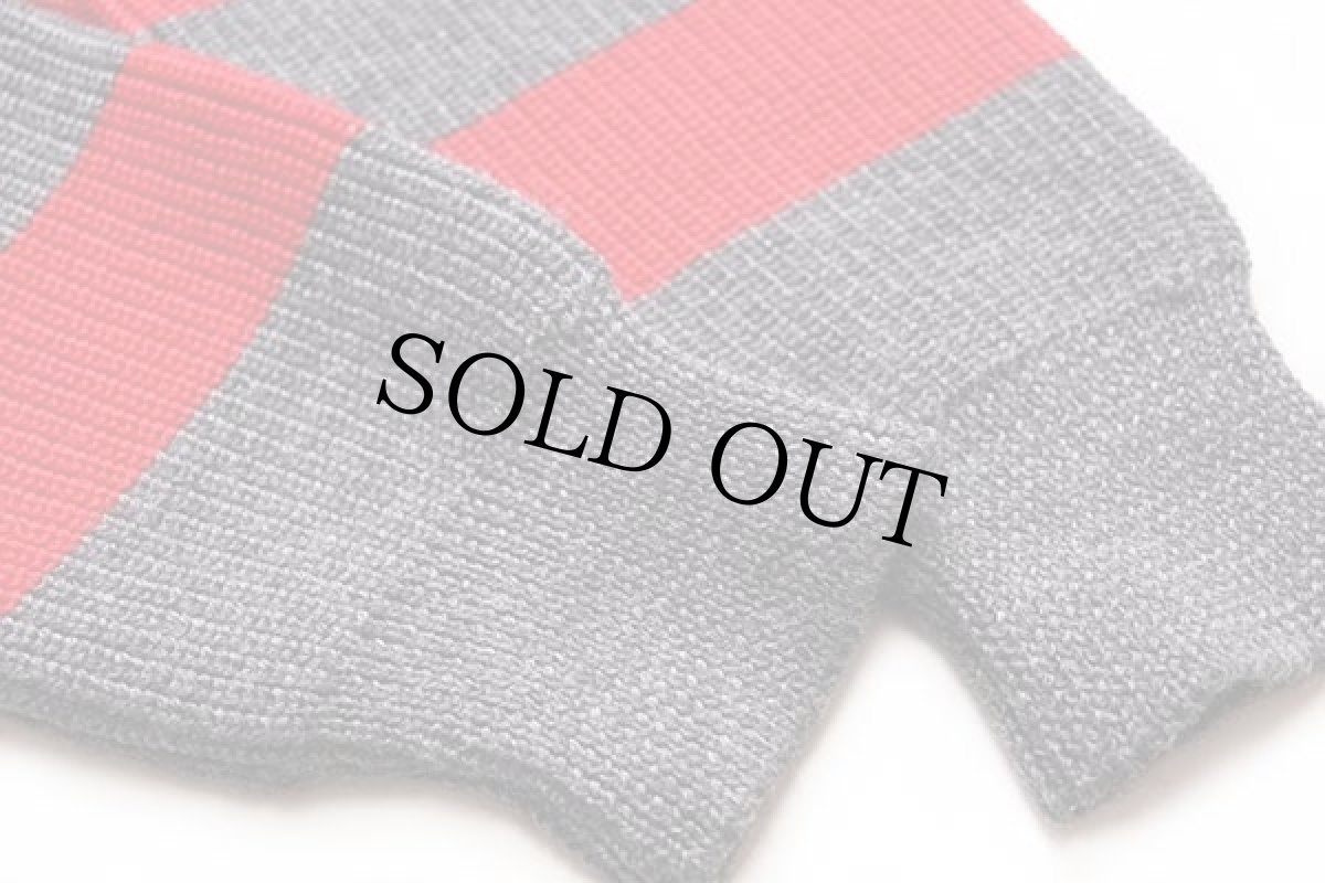 画像6: イタリア製 PENNY BLACK 太ボーダー ダブルブレスト ショールカラー ウールニット カーディガン グレー×レッド M (6)