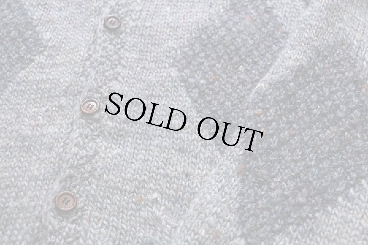 画像5: 80s JOCKEY ダイヤ柄 ネップ入り ローゲージ ウール ハンドニット カーディガン ブルーグレー ミックス (5)