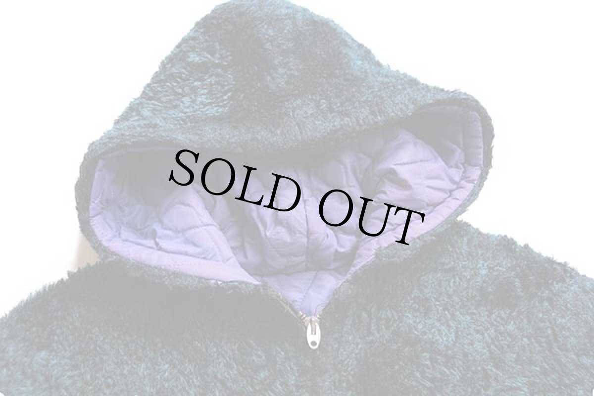 画像3: 70s UNKNOWN キルティングライナー フェイクファー パーカー 青緑 ミックス (3)