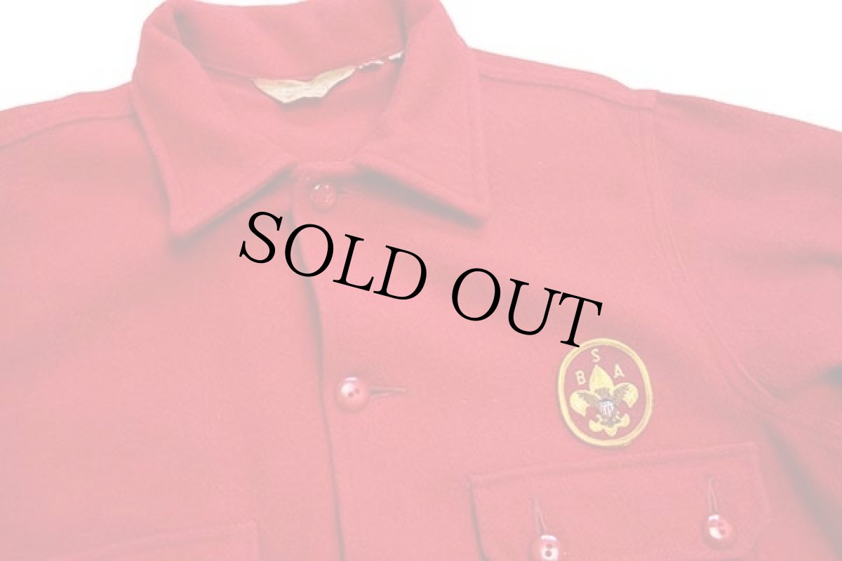 画像3: 60s BSA ボーイスカウト パッチ付き ウールシャツジャケット 赤 42 (3)