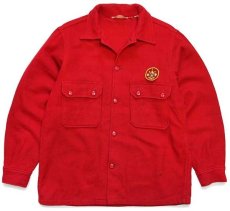 画像1: 60s BSA ボーイスカウト パッチ付き ウールシャツジャケット 赤 42 (1)