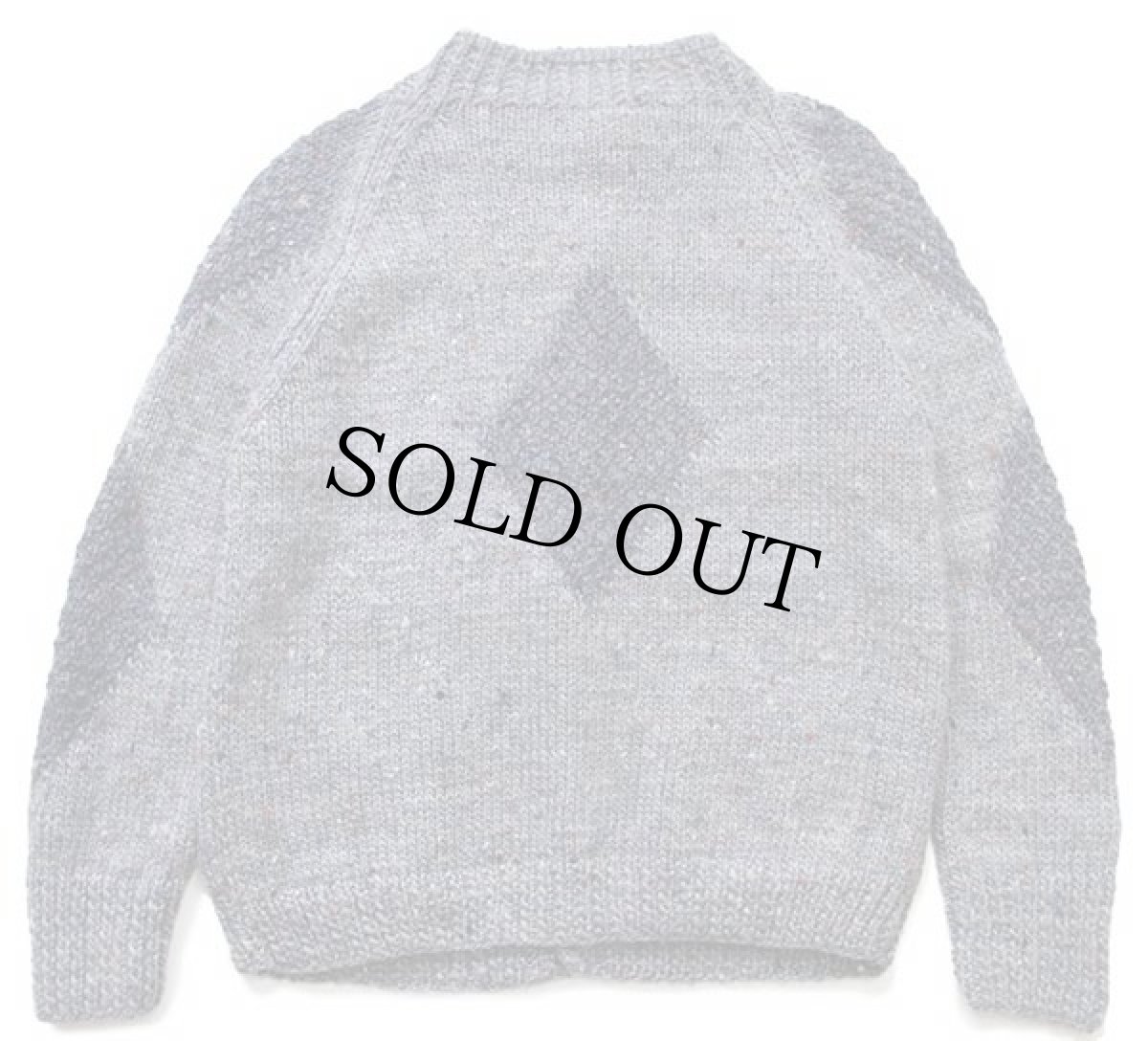 画像2: 80s JOCKEY ダイヤ柄 ネップ入り ローゲージ ウール ハンドニット カーディガン ブルーグレー ミックス (2)