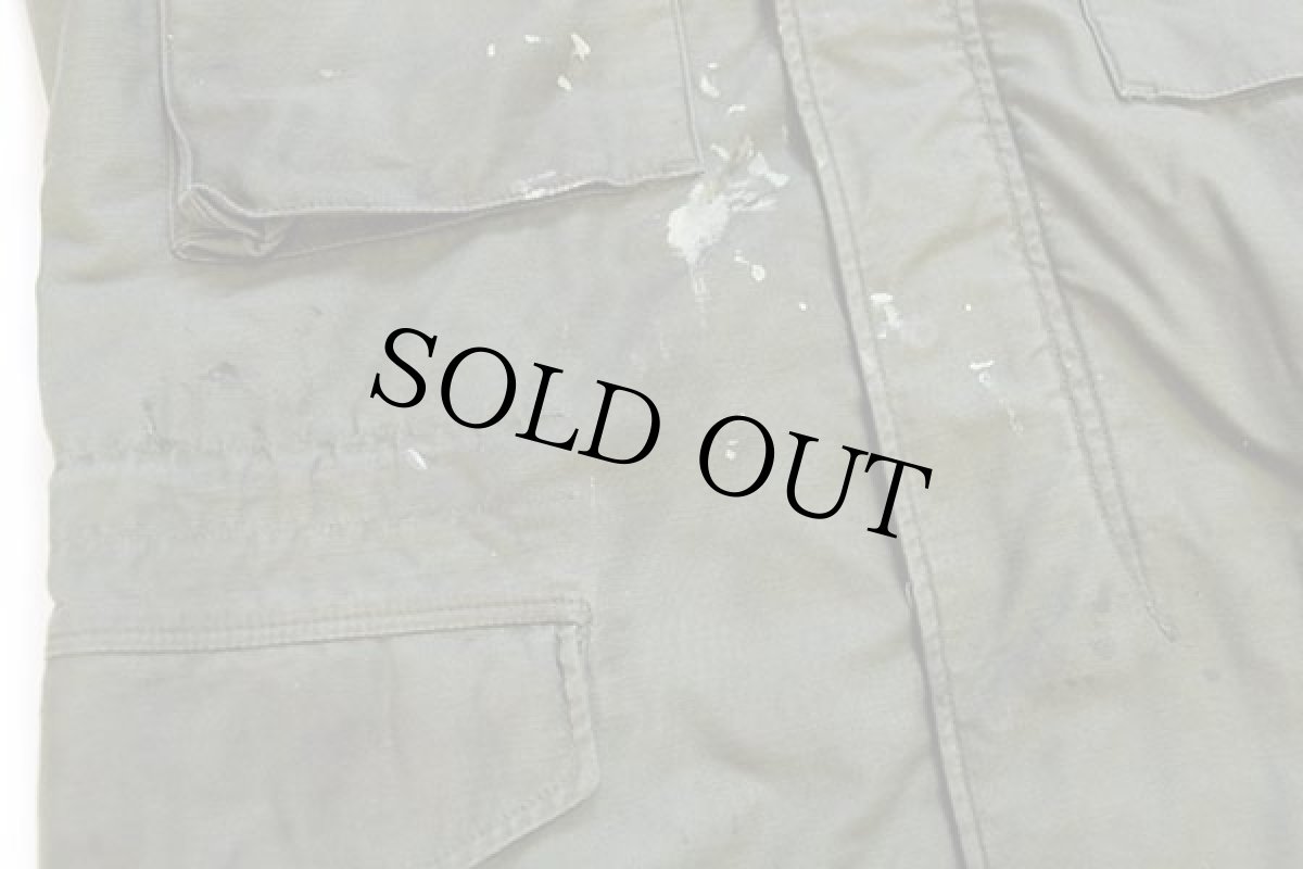 画像6: 60s 米軍 U.S.ARMY パッチ付き M-65 フィールドジャケット 2nd ペンキ飛び オリーブグリーン S-S★ALPHAアルファ (6)