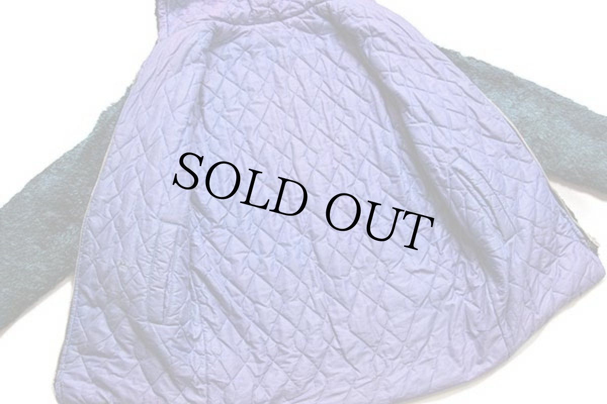 画像5: 70s UNKNOWN キルティングライナー フェイクファー パーカー 青緑 ミックス (5)