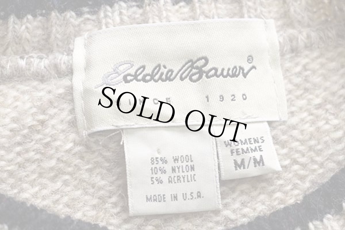 画像4: 90s USA製 EddieBauerエディーバウアー 雪柄 ネップ入り ウールニット セーター W-M (4)