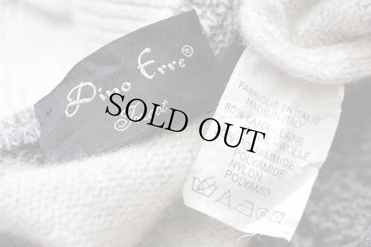 画像4: イタリア製 Dino Erre 太ボーダー ハイネック ハーフジップ ウールニット セーター 霜降りグレー×霜降りライトグレー (4)