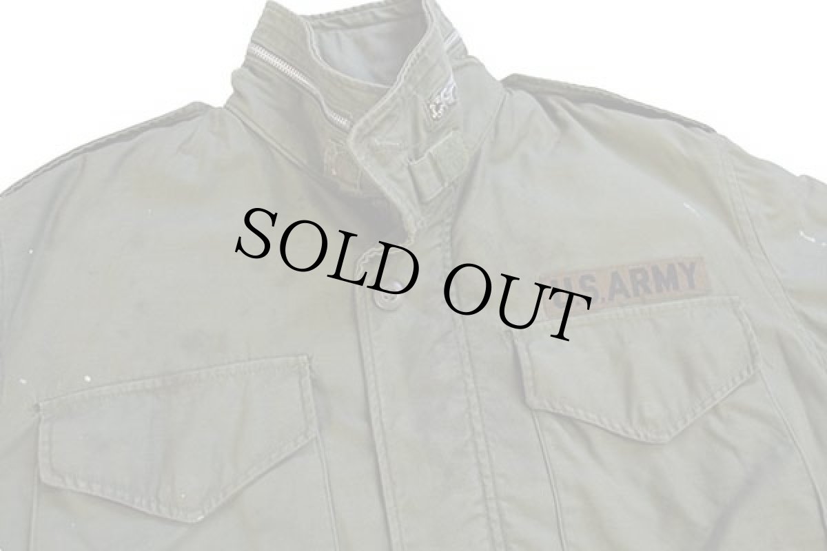 画像3: 60s 米軍 U.S.ARMY パッチ付き M-65 フィールドジャケット 2nd ペンキ飛び オリーブグリーン S-S★ALPHAアルファ (3)