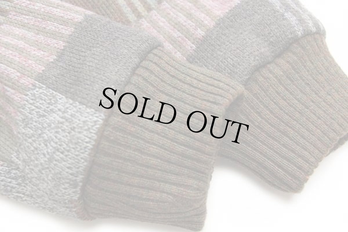 画像5: 90s Sport mar パッチワーク柄 ハイネック 中綿入り ニット ジャケット (5)