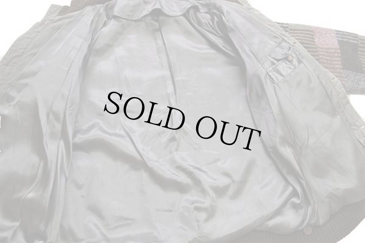 画像6: 90s Sport mar パッチワーク柄 ハイネック 中綿入り ニット ジャケット (6)