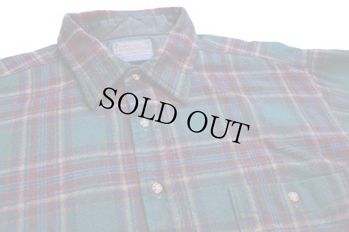 画像3: 70s USA製 PENDLETONペンドルトン タータンチェック エルボーパッチ付き ウールシャツ XL (3)