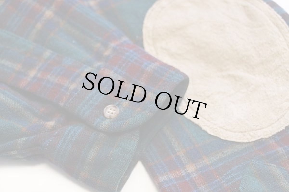 画像6: 70s USA製 PENDLETONペンドルトン タータンチェック エルボーパッチ付き ウールシャツ XL (6)