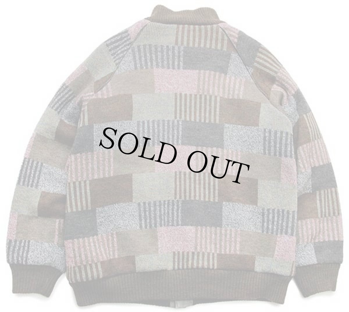 画像2: 90s Sport mar パッチワーク柄 ハイネック 中綿入り ニット ジャケット (2)