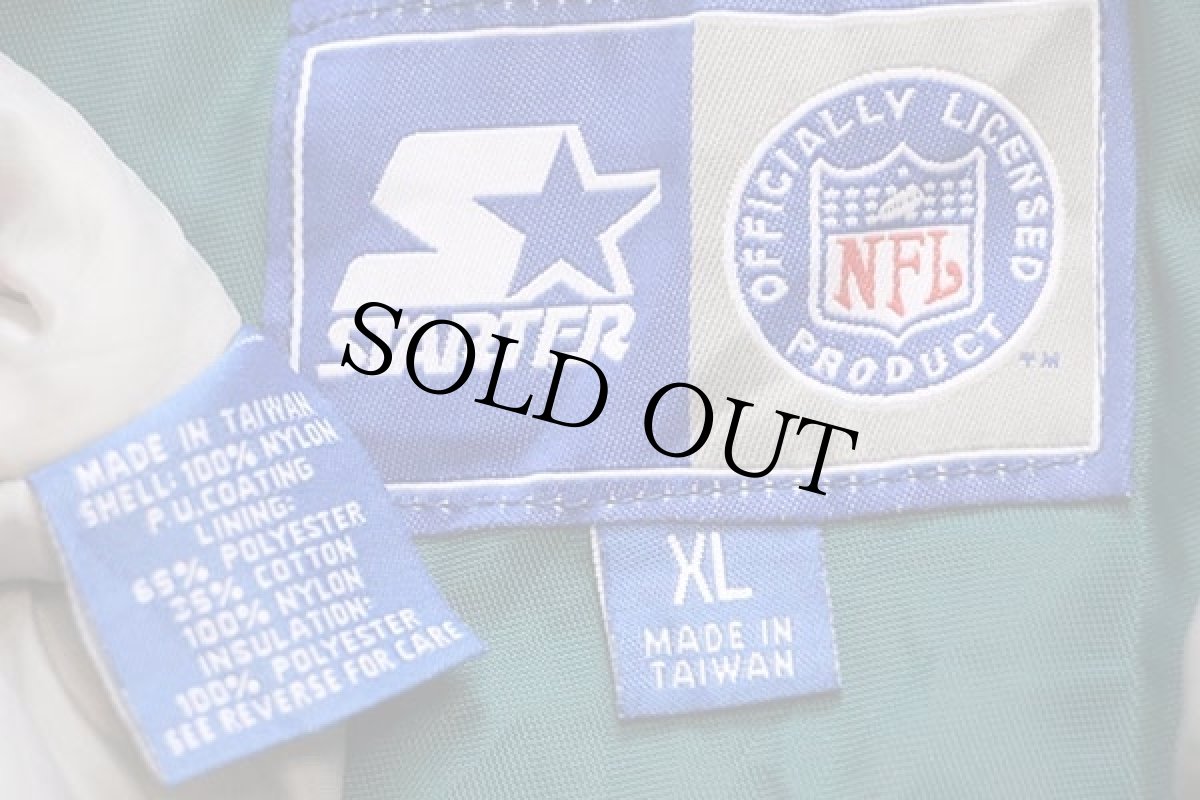 画像4: 90s STARTERスターター NFL EAGLES 刺繍 プルオーバー 中綿入り ナイロンパーカー 緑 XL (4)