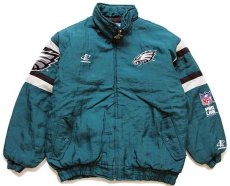 画像1: 90s LOGO ATHLETIC NFL PHILADELPHIA EAGLES 刺繍 キルティングライナー ナイロンジャケット 緑 XL (1)