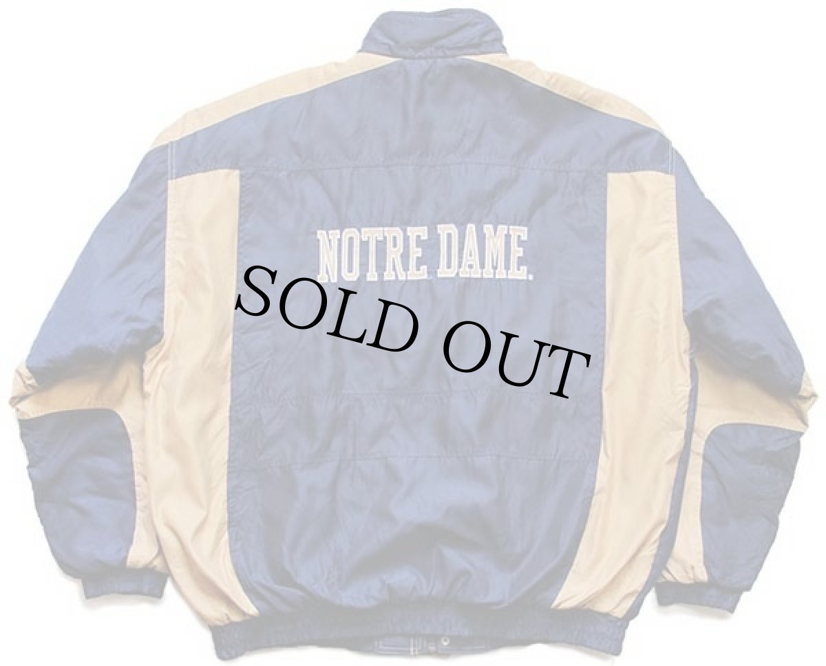 画像2: 90s Reebokリーボック NOTRE DAME IRISH 刺繍 ツートン 切り替え キルティングライナー ナイロンジャケット 紺×黄土色 XXL (2)