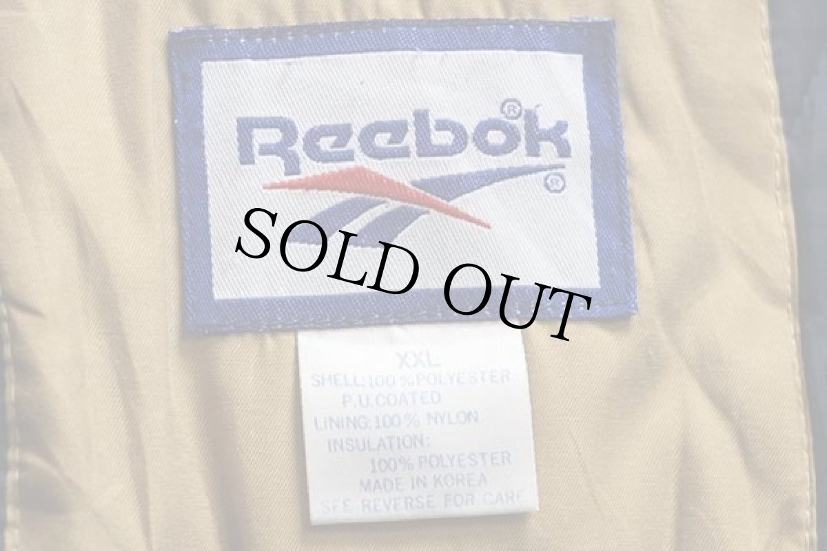 画像4: 90s Reebokリーボック NOTRE DAME IRISH 刺繍 ツートン 切り替え キルティングライナー ナイロンジャケット 紺×黄土色 XXL (4)