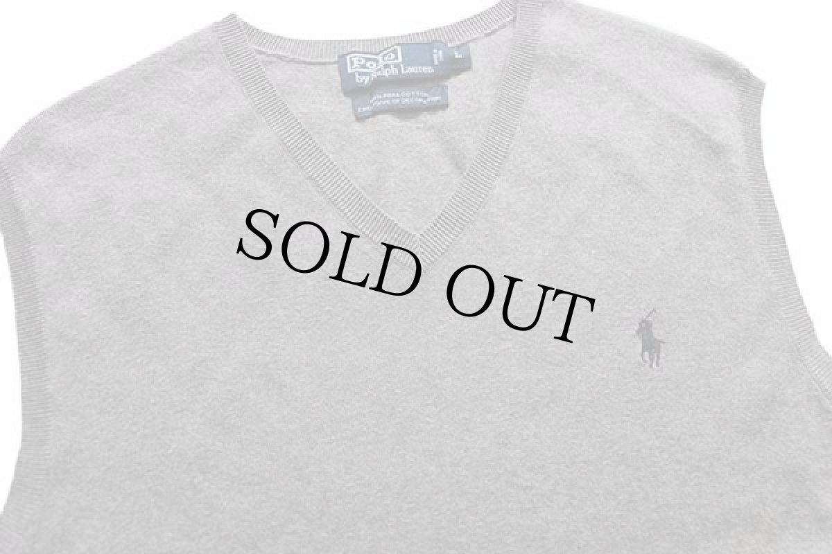 画像3: ポロ ラルフローレン ワンポイント ピマ コットンニット ベスト セーター グレー L (3)