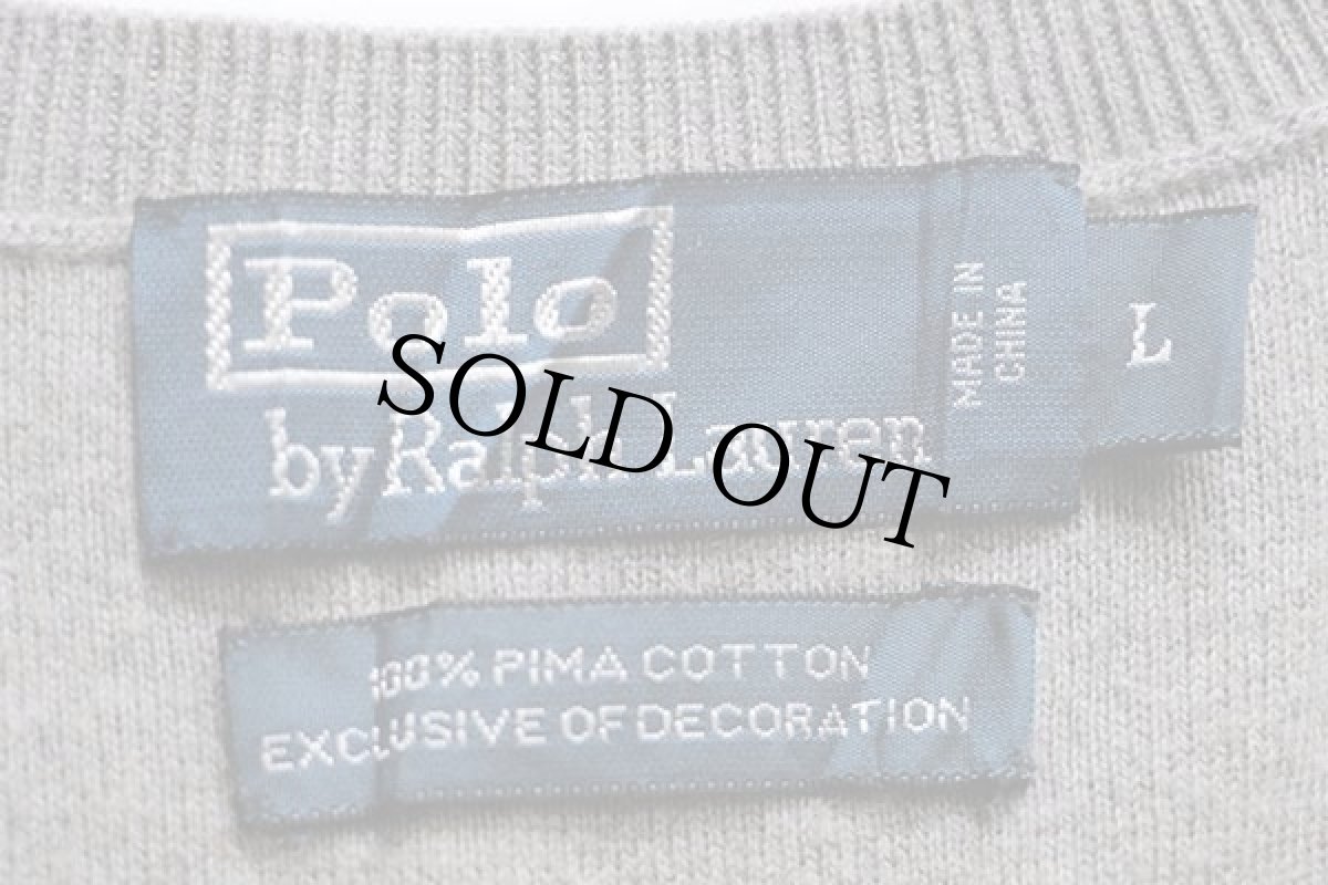 画像4: ポロ ラルフローレン ワンポイント ピマ コットンニット ベスト セーター グレー L (4)