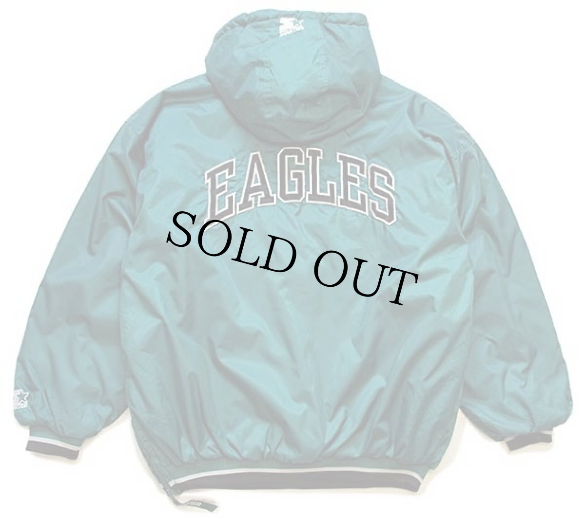 画像2: 90s STARTERスターター NFL EAGLES 刺繍 プルオーバー 中綿入り ナイロンパーカー 緑 XL (2)