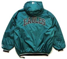 画像2: 90s STARTERスターター NFL EAGLES 刺繍 プルオーバー 中綿入り ナイロンパーカー 緑 XL (2)