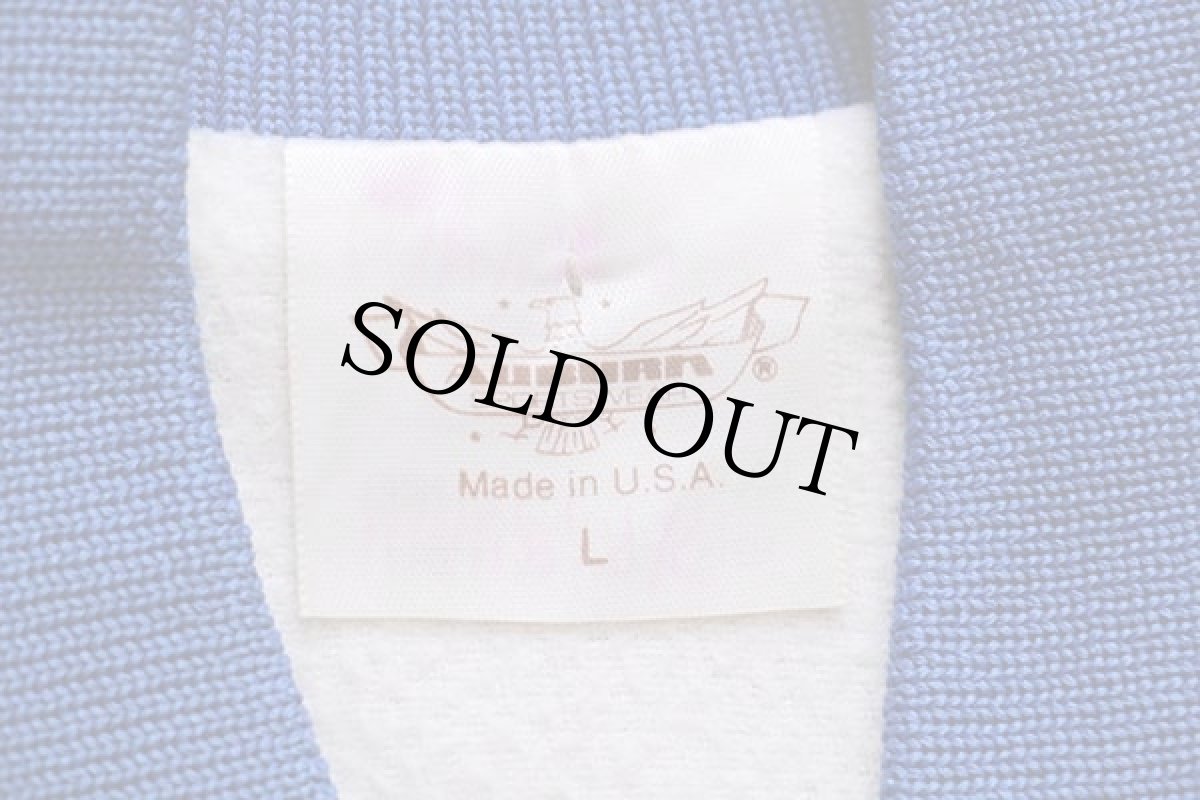 画像4: 80s USA製 AUBURN EATON 刺繍 ツートン 切り替え ジャケット カーキ×青 L (4)