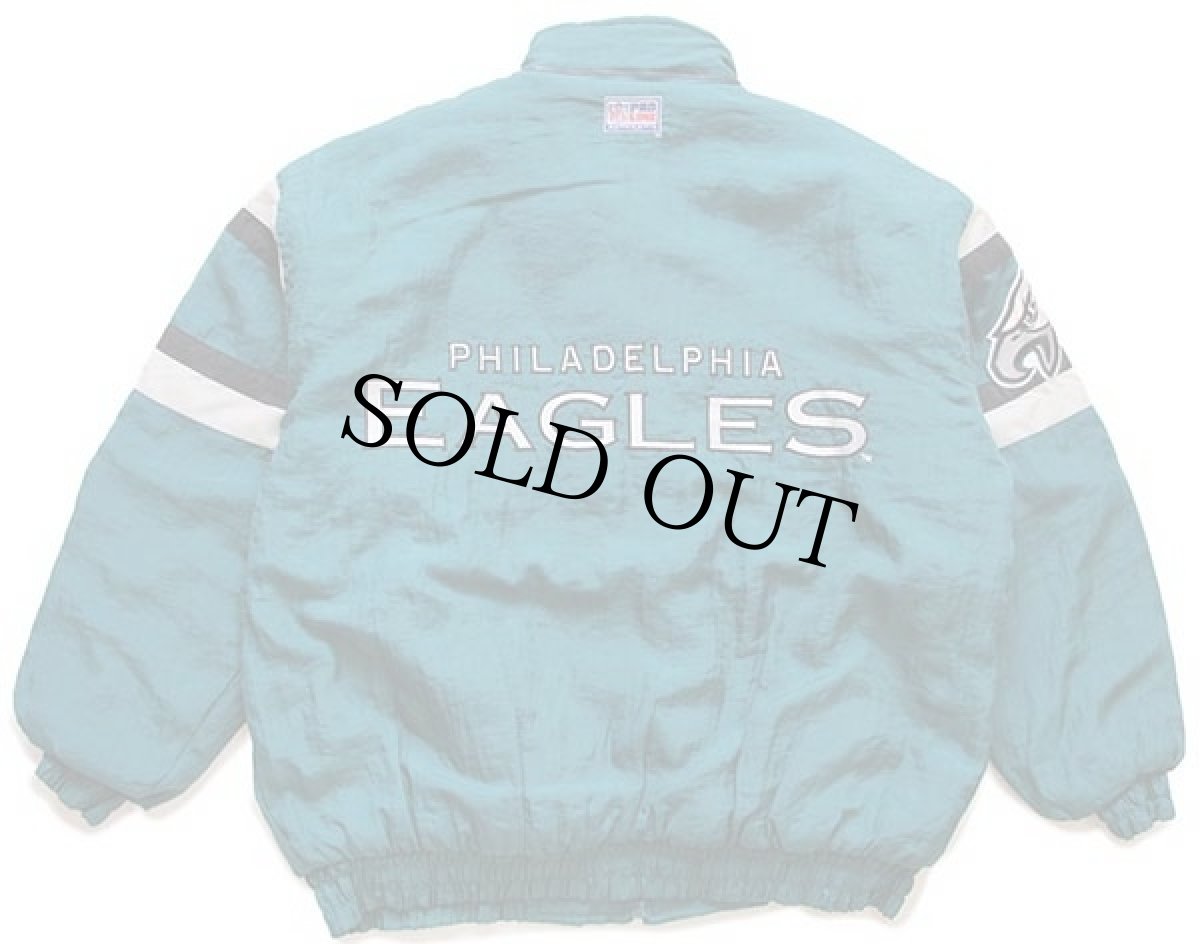 画像2: 90s LOGO ATHLETIC NFL PHILADELPHIA EAGLES 刺繍 キルティングライナー ナイロンジャケット 緑 XL (2)