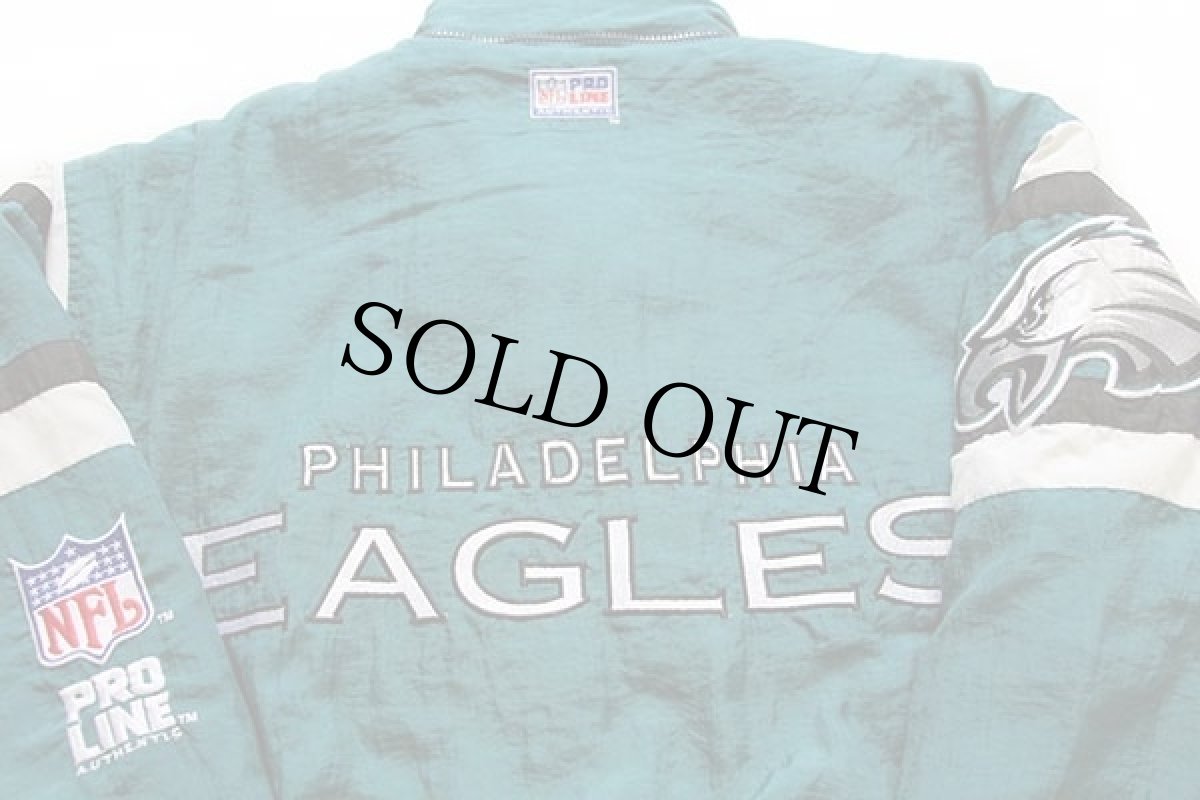 画像4: 90s LOGO ATHLETIC NFL PHILADELPHIA EAGLES 刺繍 キルティングライナー ナイロンジャケット 緑 XL (4)