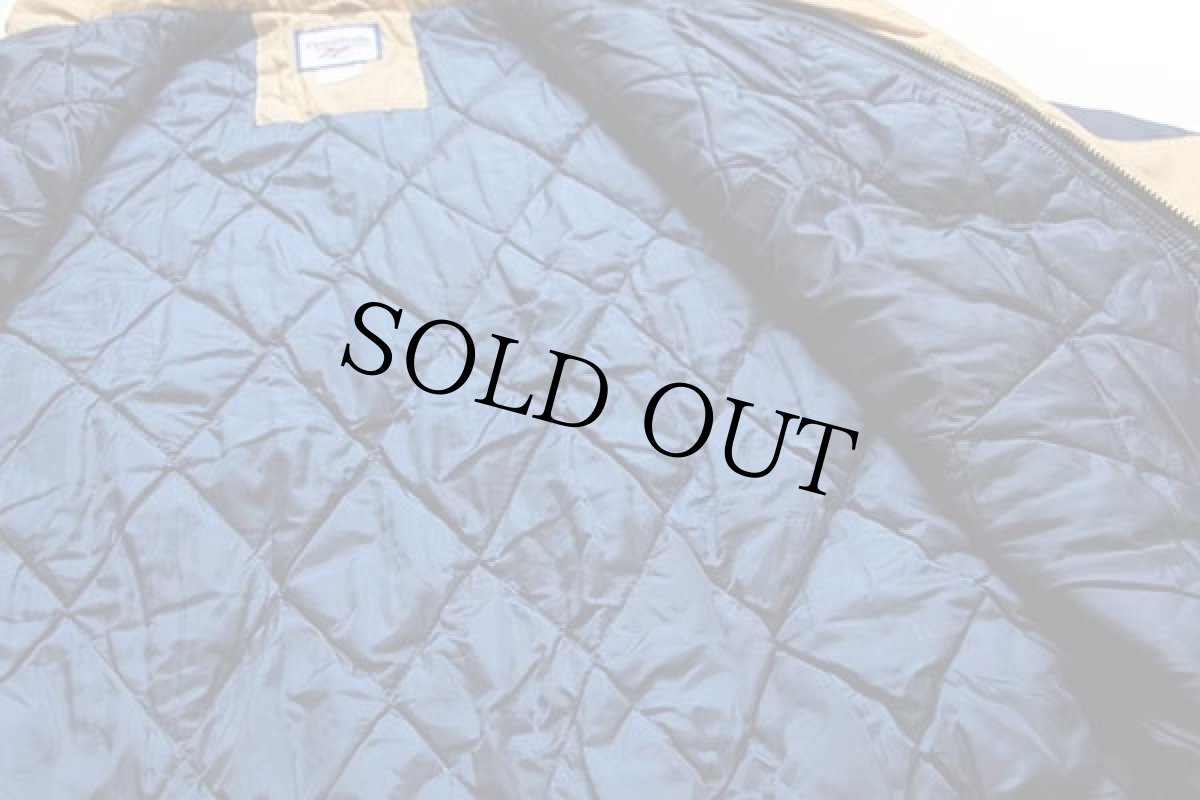 画像5: 90s Reebokリーボック NOTRE DAME IRISH 刺繍 ツートン 切り替え キルティングライナー ナイロンジャケット 紺×黄土色 XXL (5)