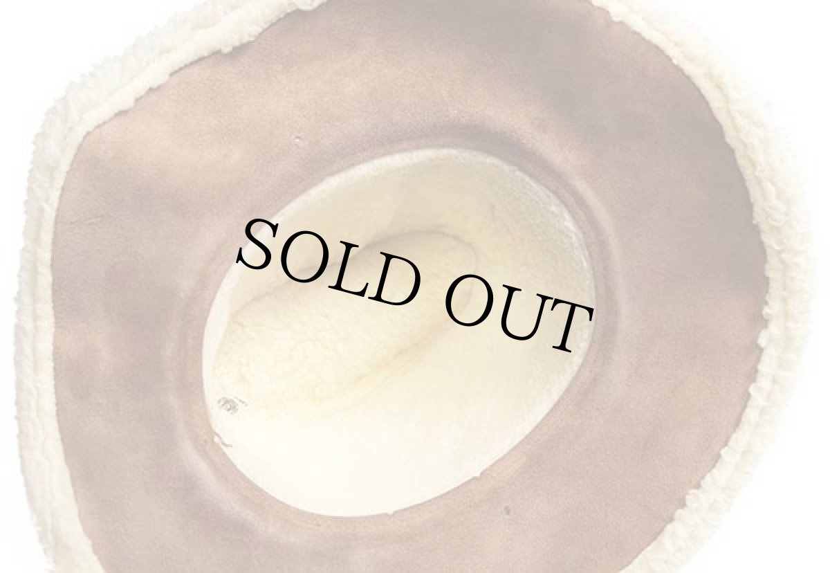 画像4: 80s USA製 UNKNOWN ボアライナー スエードレザー カウボーイハット 茶 L (4)