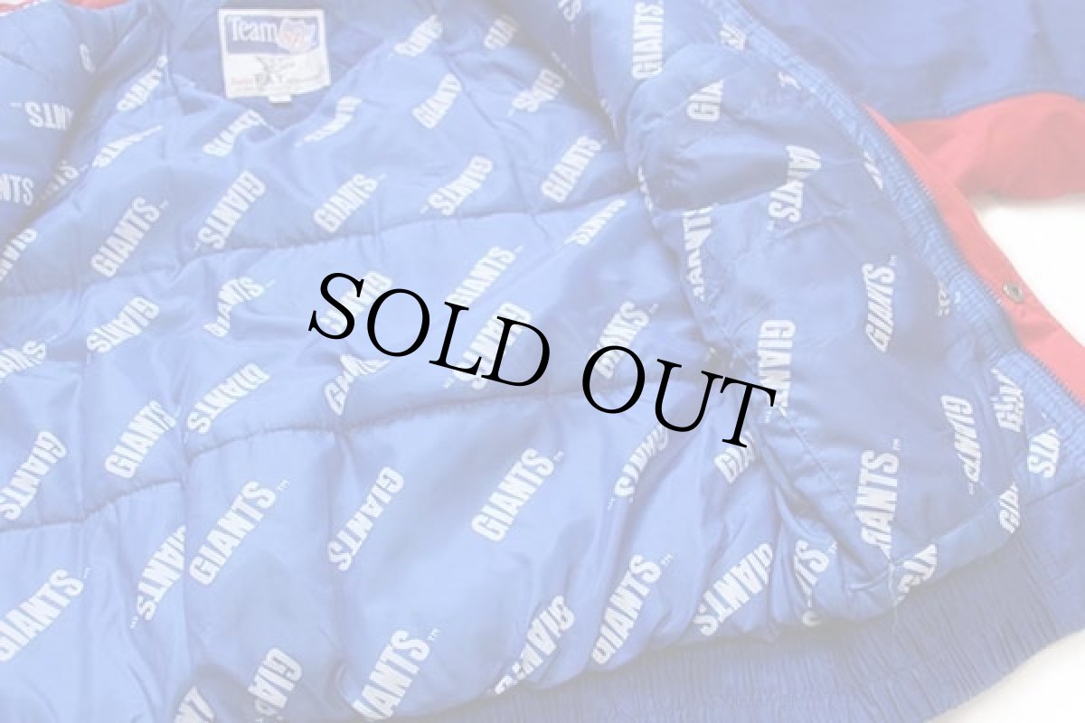 画像4: 90s TURBO NFL GIANTS 刺繍 ツートン 切り替え 中綿入り ナイロンジャケット 青×赤 M (4)