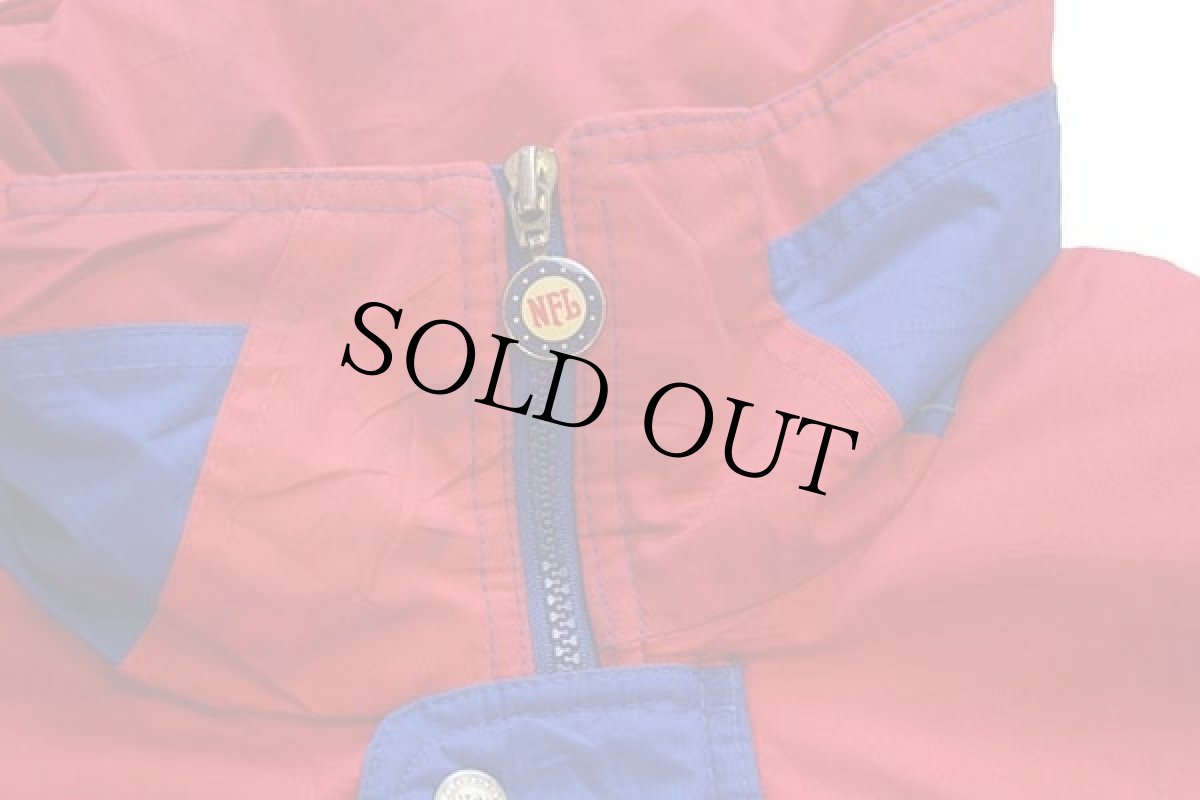 画像5: 90s TURBO NFL GIANTS 刺繍 ツートン 切り替え 中綿入り ナイロンジャケット 青×赤 M (5)