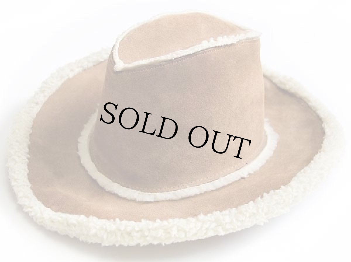 画像2: 80s USA製 UNKNOWN ボアライナー スエードレザー カウボーイハット 茶 L (2)