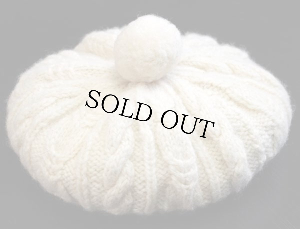 画像2: THE SCOTCH HOUSE ケーブル編み ウールニット ベレー帽 ナチュラル (2)