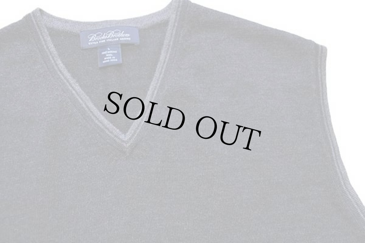 画像3: 90s Brooks Brothersブルックスブラザーズ Vネック メリノウールニット ベスト セーター チャコールグレー L (3)